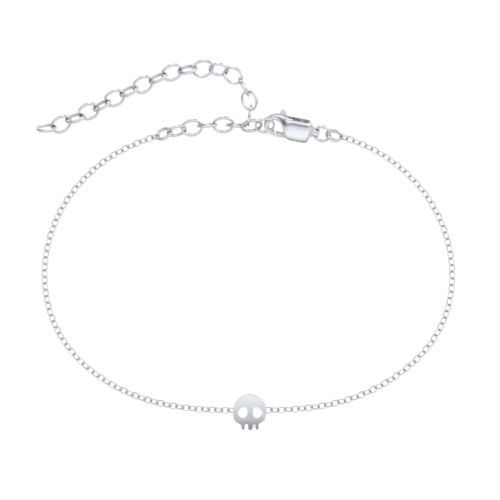 Skull Charm Anklet – Sterling Silver