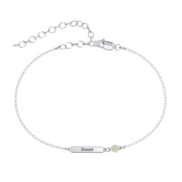 Petite Bar Anklet with Bezel Set Stone