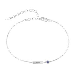 Petite Bar Anklet with Bezel Set Stone