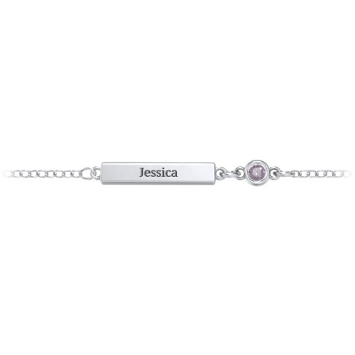 Petite Bar Anklet with Bezel Set Stone