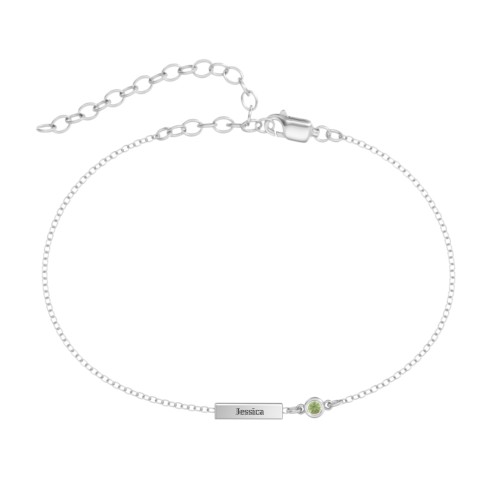 Petite Bar Anklet with Bezel Set Stone