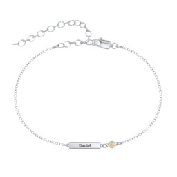 Petite Bar Anklet with Bezel Set Stone in 925 Sterling Silver with Citrine