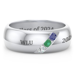 Men's Triple Stone Grooved Ring