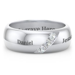 Men's Triple Stone Grooved Ring