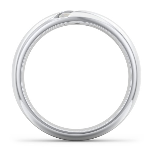 Men's Triple Stone Grooved Ring – Sterling Silver with Opal