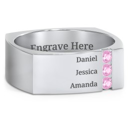 Men's Cache Square-shaped Gemstone Ring in 925 Sterling Silver with Pink Sapphire