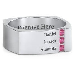 Men's Cache Square-shaped Gemstone Ring in 925 Sterling Silver with Ruby