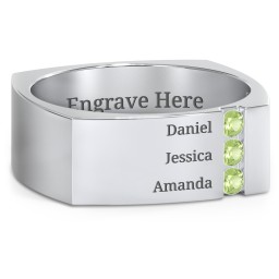 Men's Cache Square-shaped Gemstone Ring in 925 Sterling Silver with Peridot