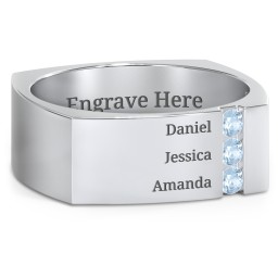 Men's Cache Square-shaped Gemstone Ring in 925 Sterling Silver with Blue Topaz