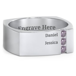 Men's Cache Square-shaped Gemstone Ring in 925 Sterling Silver with Alexandrite
