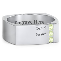 Men's Cache Square-shaped Gemstone Ring in 925 Sterling Silver with Peridot