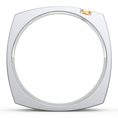 Men's Cache Square-shaped Gemstone Ring – Sterling Silver with Citrine