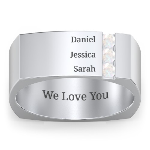 Men's Cache Square-shaped Gemstone Ring – Sterling Silver with Opal