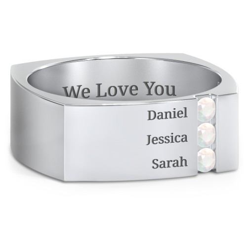 Men's Cache Square-shaped Gemstone Ring – Sterling Silver with Opal