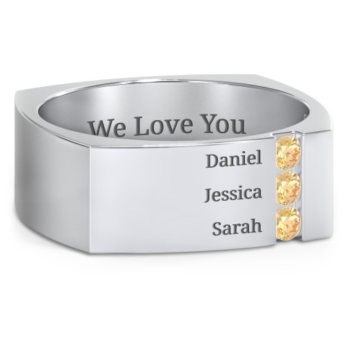 Men's Cache Square-shaped Gemstone Ring – Sterling Silver with Citrine