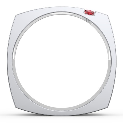 Men's Cache Square-shaped Gemstone Ring – 10K White Gold with Garnet and Cubic Zirconia