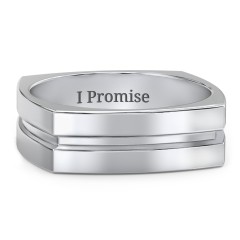 Men's Fissure Grooved Square-shaped Ring – Sterling Silver