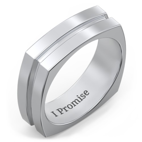 Men's Fissure Grooved Square-shaped Ring – Sterling Silver