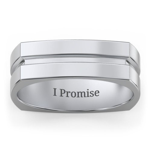 Men's Fissure Grooved Square-shaped Ring – Sterling Silver