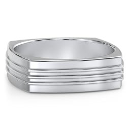 Men's Bridge Grooved Square-shaped Ring