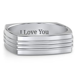 Men's Bridge Grooved Square-shaped Ring