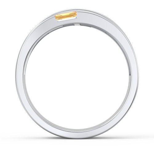 Men's Double Baguette Ring – Sterling Silver with Citrine