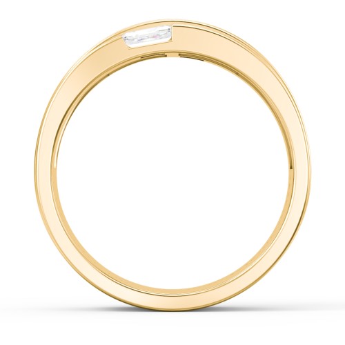 Men's Double Baguette Ring – 10K Yellow Gold with Diamond