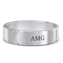 Men's Lysander Curved Groove Ring in 925 Sterling Silver