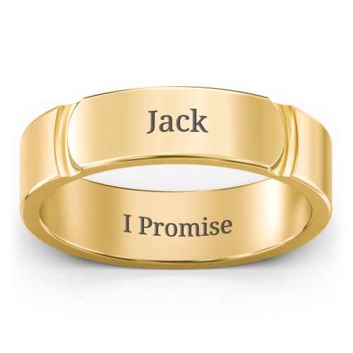 Men's Lysander Curved Groove Ring – 10K Yellow Gold