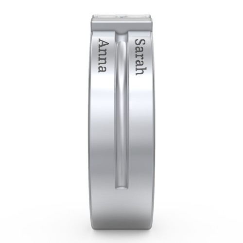 Men's Engravable 4 Stone Grooved Ring