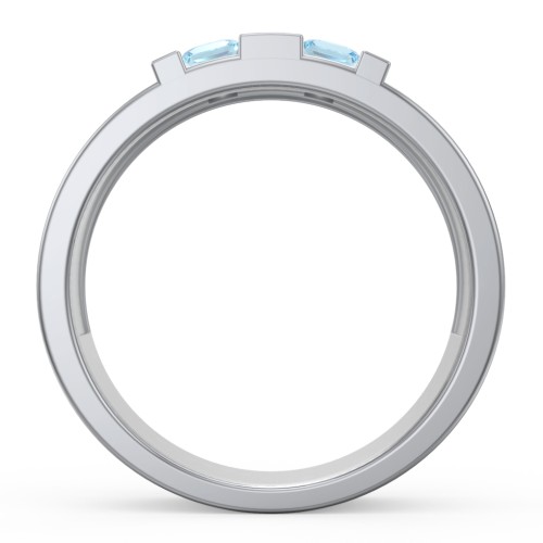 Men's Engravable 4 Stone Grooved Ring