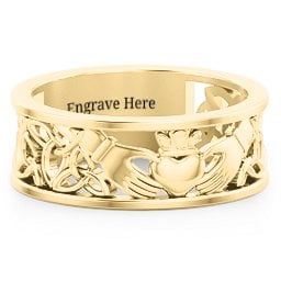 Men's Celtic Claddagh Band Ring