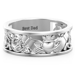 Men's Celtic Claddagh Band Ring in 925 Sterling Silver