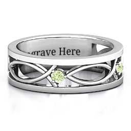 Men's Classic Fish Ring in 925 Sterling Silver with Peridot