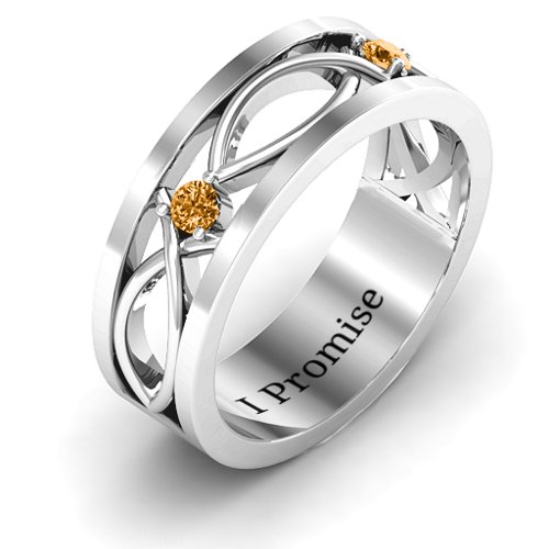 Men's Classic Fish Ring – Sterling Silver with Citrine