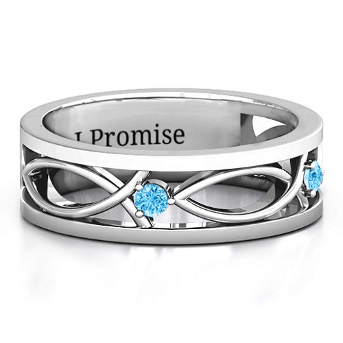 Men's Classic Fish Ring – Sterling Silver with Blue Topaz