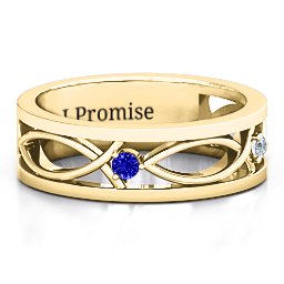 Men's Classic Fish Ring in 10K Solid Yellow Gold with Blue Sapphire and Cubic Zirconia