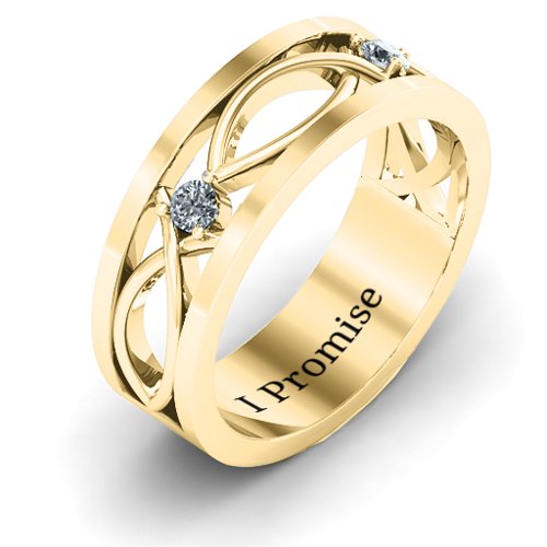 Men's Classic Fish Ring – 10K Yellow Gold with Diamond