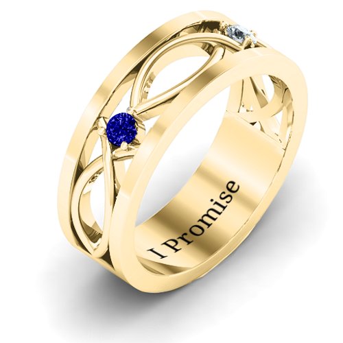 Men's Classic Fish Ring – 10K Yellow Gold with Blue Sapphire and Cubic Zirconia