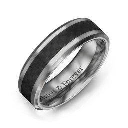 Men's Tungsten Ring with Carbon Fiber Inlay in Tungsten