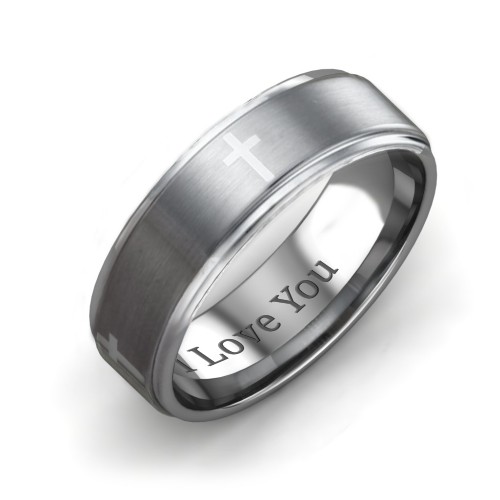 Men's Cross Tungsten Ring – Tungsten