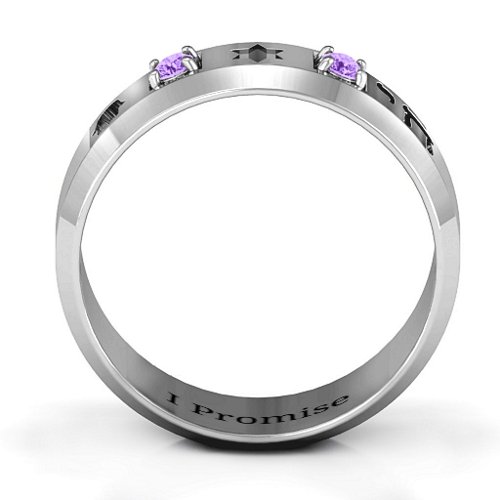 Men's Judaica Ring – Sterling Silver with Amethyst