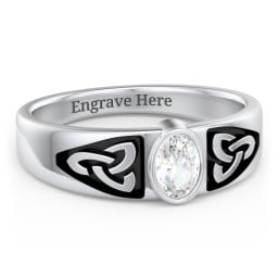 Men's Trinity Knot Ring With Oval Stone