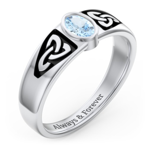 Men's Trinity Knot Ring With Oval Stone
