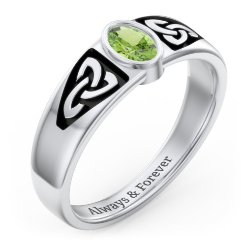 Men's Trinity Knot Ring With Oval Stone