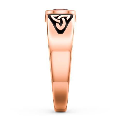 Men's Trinity Knot Ring With Oval Stone – 10K Rose Gold with Garnet
