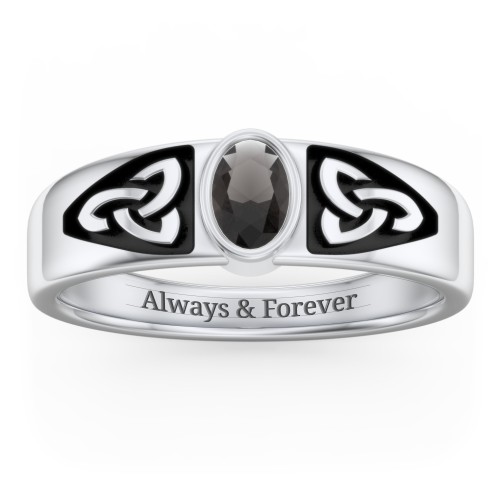 Men's Trinity Knot Ring With Oval Stone