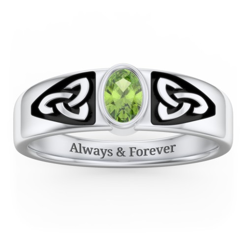 Men's Trinity Knot Ring With Oval Stone
