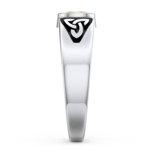 Men's Trinity Knot Ring With Oval Stone – Sterling Silver with Citrine