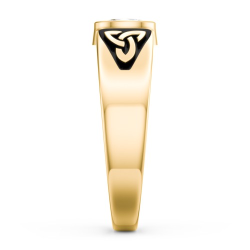 Men's Trinity Knot Ring With Oval Stone – 10K Yellow Gold with Diamond